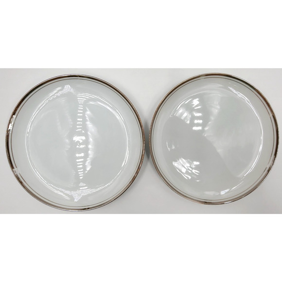Royalton China Set of 2 Luncheon Plates 9.25" White Gold Trim Translucent - Picture 5 of 8